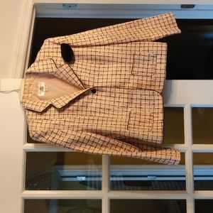 Studio I Vintage Tweed Button Front Blazer W Sz. 12P Jacket Pink & Black